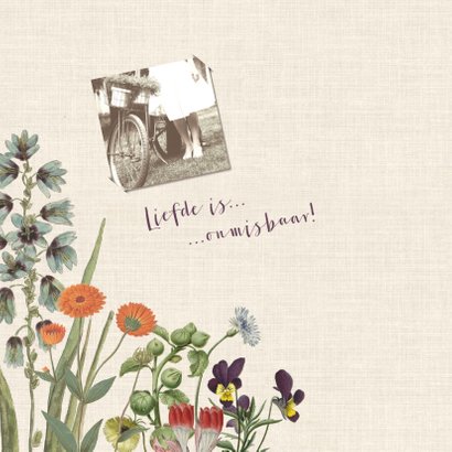 Jubileumkaart voor huwelijk met vintage bloemen 2