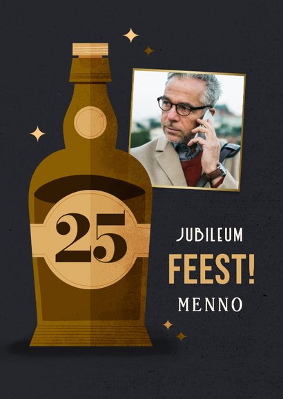  Jubileumkaart whiskey met foto 25 jaar aanpasbaar 2