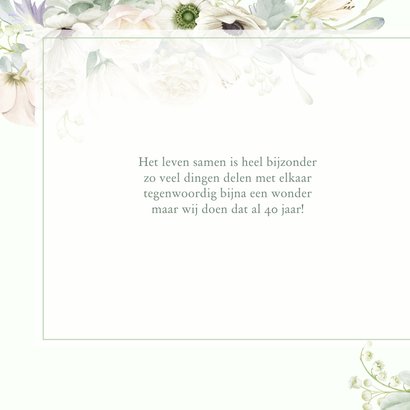 Jubileumkaart witte rozen en anemonen 2