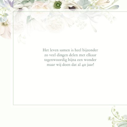 Jubileumkaart witte rozen en anemonen 2