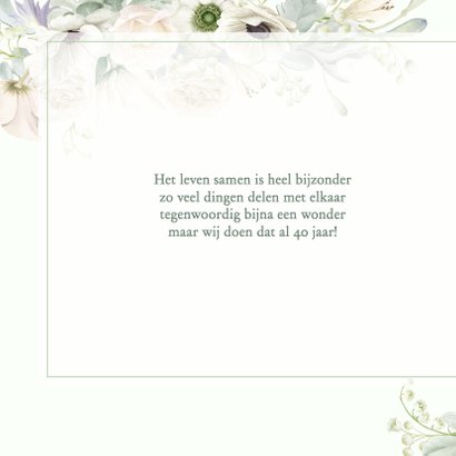 Jubileumkaart witte rozen en anemonen 2