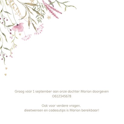 Jubileumkaart zachtkleurige veldbloemen  2