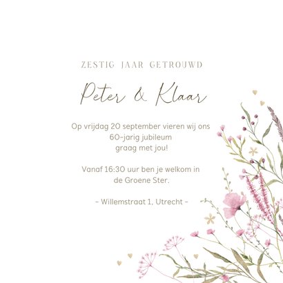 Jubileumkaart zachtkleurige veldbloemen 3