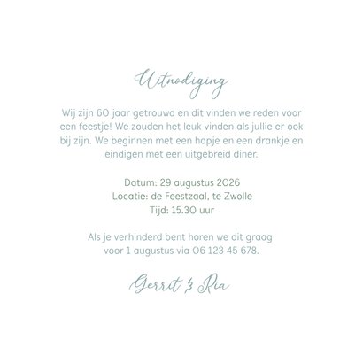 Jubileumkaart zestig jaar getrouwd bloemenkader met foto's 3