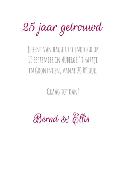 Jubileumkaart zilveren hartjes 3