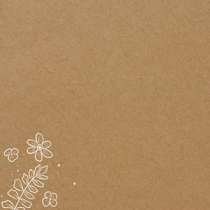Jubileumkaarten kraftpapier met witte bloemen Achterkant