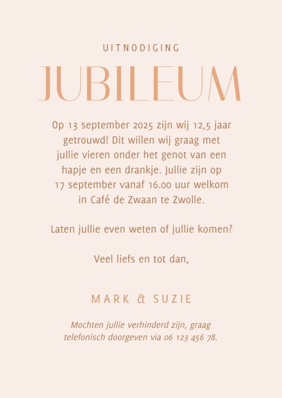 Jubileumkaartje met grote foto en koperfolie 12,5 jubileum 3