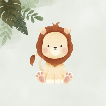 Jungle felicitatiekaart voor jongen met leeuwtje 2