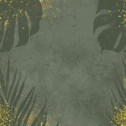 Jungle kerstkaart grunge en goudlook Achterkant