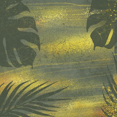 Jungle kerstkaart met goud en grunge Achterkant