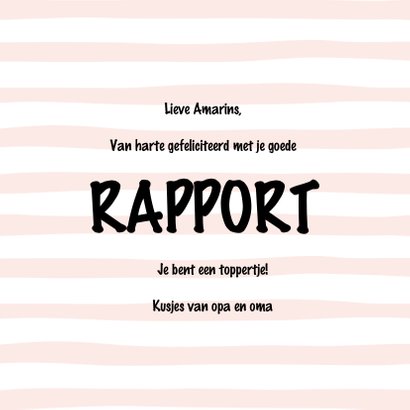 Kaart 'Goed rapport' beer roze 3