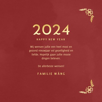 Kaartje voor Chinees nieuwjaar met draak in rood en goud 3