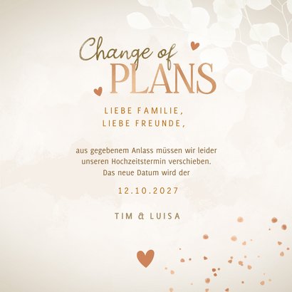 Karte Change-of-Plans Hochzeit Herzen Kupfer 3