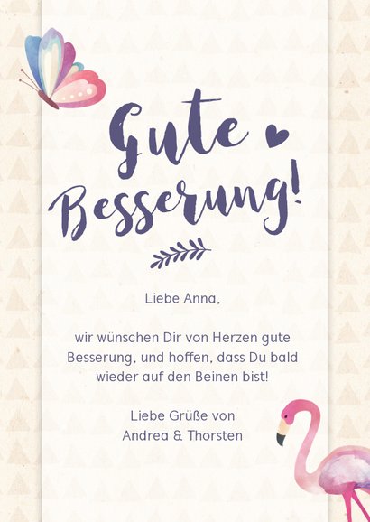 Karte Gute Besserung Tukan & Flamingo 3