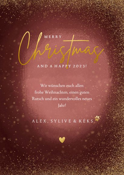 Karte zu Weihnachten Goldstaub mit Fotocollage 3