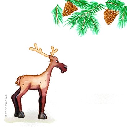 Kerskaarten Rendier Merry Christmas 2