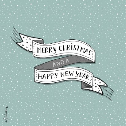 Kerst banner blauwe strepen 2