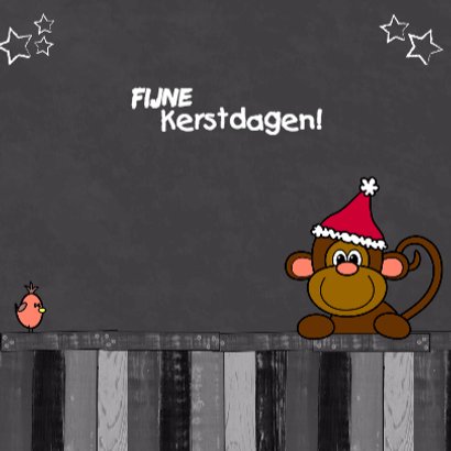 Kerst dieren krijtbord vierkant 3