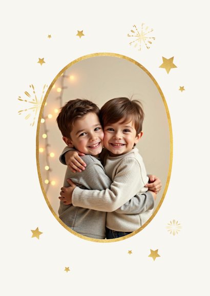 Kerst en nieuwjaarskaart 2026 goud stijlvol sterren foto 2