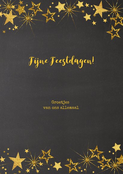 Kerst feestelijke fotokaart gouden sterren staand formaat 3
