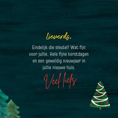 Kerst-felicitatie-kaart 'Nieuw Huis' met hart en sleutel 3