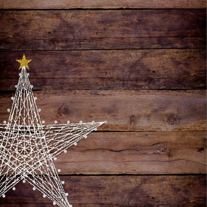 Kerst foto kaart hout met een ster van spijkers en touw 2
