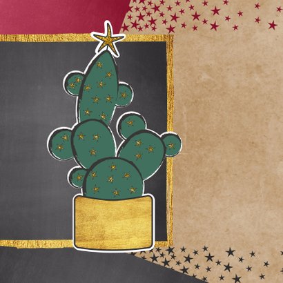 Kerst hippe foto kaart met cactus en sterren 2