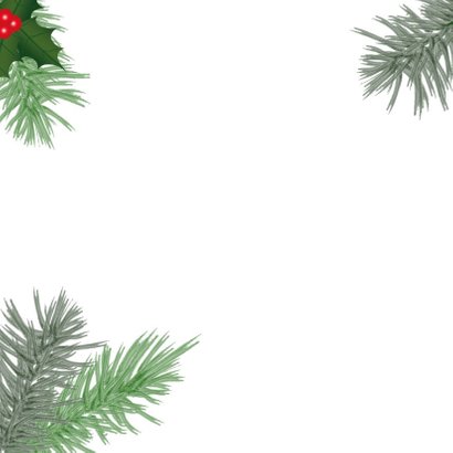 Kerst hippe fotokaart botanica hulst en dennentakken 2