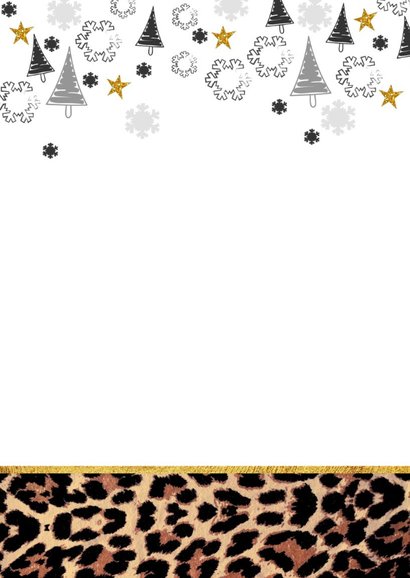 Kerst hippe kaart met panterprint en eigen foto 2