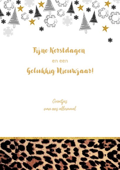 Kerst hippe kaart met panterprint en eigen foto 3