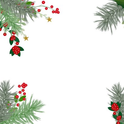 Kerst hippe kerstkaart botanica hulst en dennentakken 2