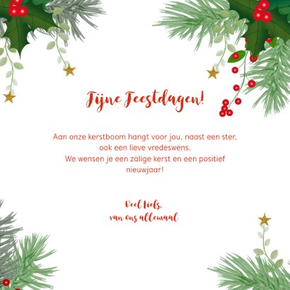 Kerst hippe kerstkaart botanica hulst en dennentakken 3