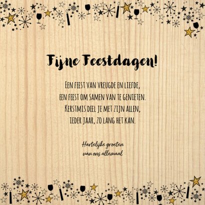 Kerst hippe kerstkaart hout, rendier gewei en sterretjes 3