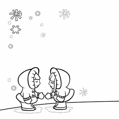 Kerst inkleurkaart met Eskimo 2