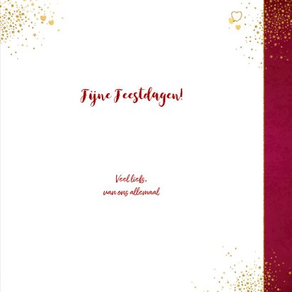 Kerst klassiek rode fotokaart gouden sterretjes en hartjes 3