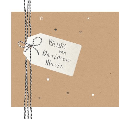 Kerst - Kraft met touw, label en sterren 2