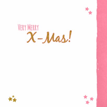 Kerst lief fotokaartje roze goud 3