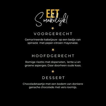 Kerst menukaart lampjes kerstboom goud kerstdiner kerstmis 3
