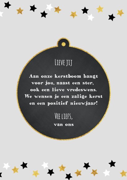 Kerst moderne foto kaart met krijtbord kerstbal en sterren 3