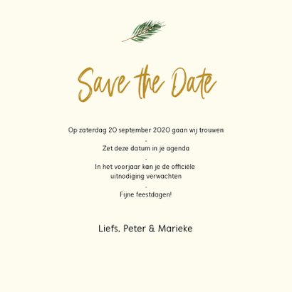 Kerst Save-the-Date kaart met foto en takjes 3