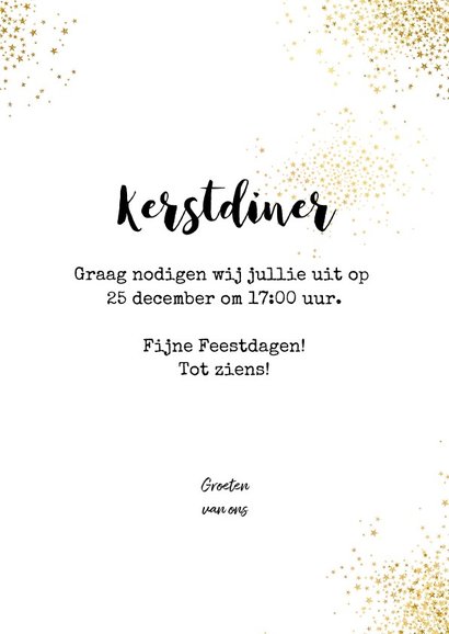 Kerst sfeervolle witte uitnodiging kerstdiner goud bestek 3