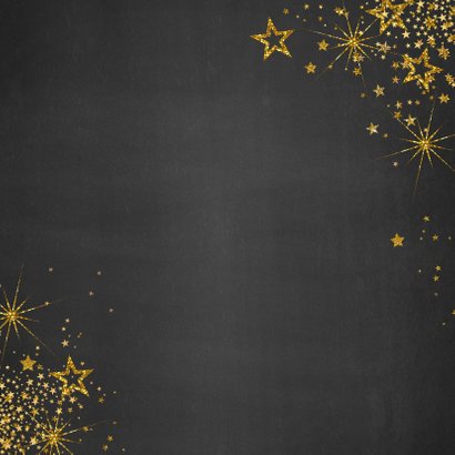 Kerst stijlvolle donkere foto kaart gouden sterren Achterkant