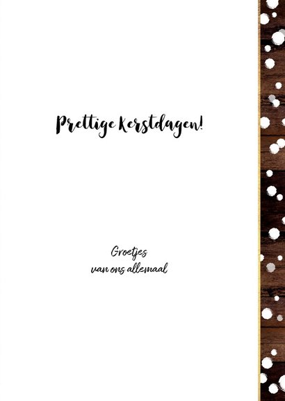 Kerst stoere fotokaart houtprint en vele sneeuwvlokken 3