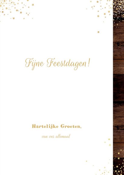 Kerst stoere stijlvolle kaart hout met sterren en 4 foto's 3