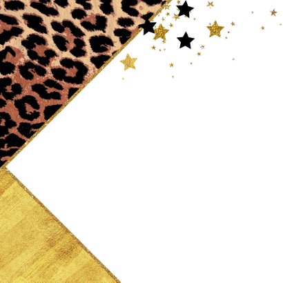 Kerst trendy kerstkaart met panterprint en sterren 2021 2