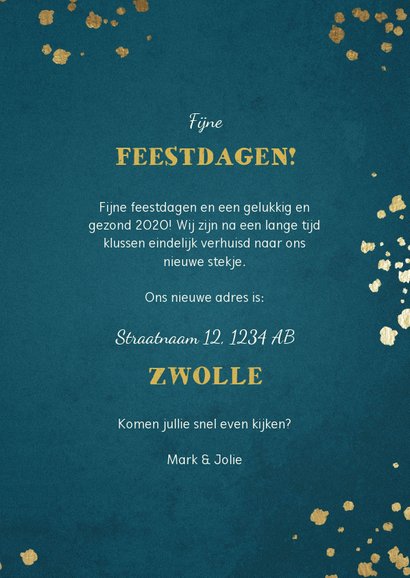 Kerst-verhuiskaart 2 foto's sleutel met label new home 3