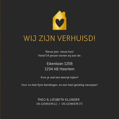 Kerst verhuiskaart adreswijziging - Happy New Home zwart 3
