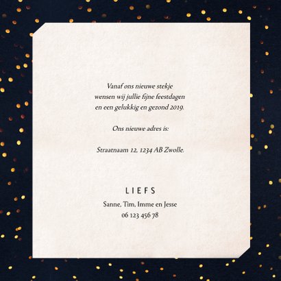 Kerst-verhuiskaart donkere achtergrond met sierlijke letters 3