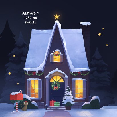 Kerst verhuiskaart fotokaart kersthuisje nieuwe woning 2