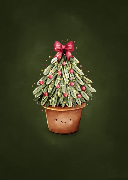 Kerst verhuiskaart happy new home met vrolijke kerstboom 2